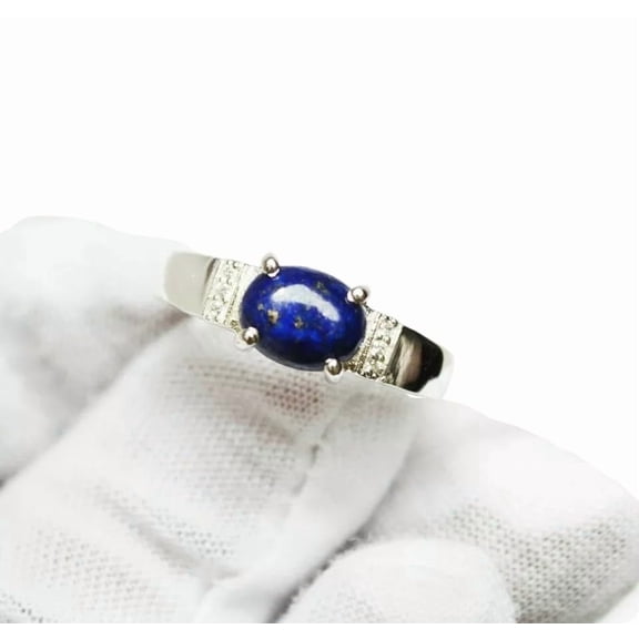 Natural Afghani lapis lazuli Ring, lapis lazuli Gemstone Ring, September Birthstone, Zircon Women Ring, Gold Micron, 925 Sterling Silver, Promise Ring, Dainty Minimal Stacking jewelry, Bridal Ring