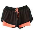 thumbnail image 2 of Ahuyic Womens Shorts,Plus Size Pants for Women,Womens Summer Casual Mesh Double Layer Drawstring Solid Yoga Fitness Sports Shorts,Orange,M, 2 of 4