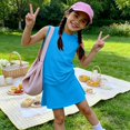 thumbnail image 2 of Summer Outfits for Children Girls Size 10-12 Two Piece Outfits Cute Clothing Sets Vacation Tank Topss Top and Skirts Athletic Tracksuit Blue 3-4 Years, 2 of 6