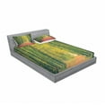 thumbnail image 3 of Ambesonne Fall Fitted Sheet & Pillow Sham Set, Warm Autumn Dramatic Road, Twin, Green, 3 of 3
