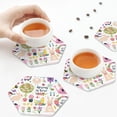thumbnail image 7 of Pofeuu Spring Hand Drawn Flowers Birds Print Leather Coasters Set of 6, Round Cups Mugs Mat Pad for Home Kitchen Heat Resistant Drink Coasters,Hexagon, 7 of 7