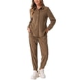 thumbnail image 2 of DARING DIVA Women's Corduroy Sets 2 Piece Long Sleeve Shirt and Pants Set XS Brown, 2 of 6
