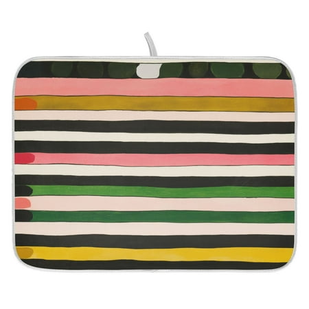

Colorful Horizontal Striped Pattern Dish Drying Mat for Kitchen Quick Drying Absorbent Soft Durable 16 x 18
