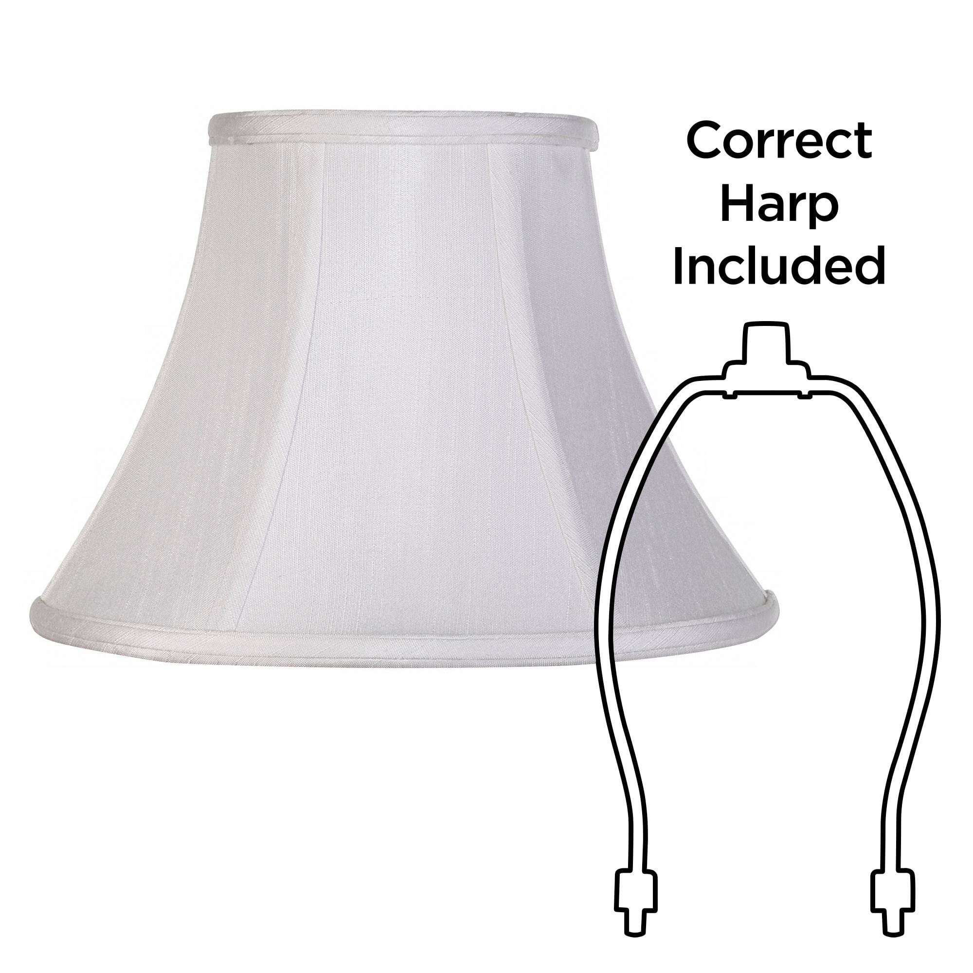 Imperial Shade White Small Bell Lamp Shade 6" Top x 12" Bottom x 9" Slant x 8.5" High (Spider) Replacement with Harp and Finial