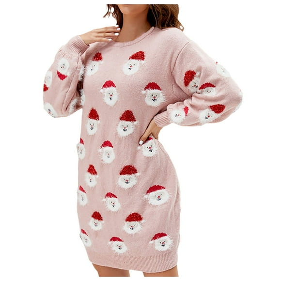 TJAZFJPA Camo Sweater Autumn and Winter New Santa Dress European and Women's Pullover Sweater Dress Womens Sweaters Trendy 2024 Lightweight Sweaters for Women V Neck