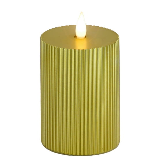 HGTV Home Collection Georgetown Real Motion Flameless Candle With Remote, Gold with Warm White LED Lights, Battery Powered, 7 in