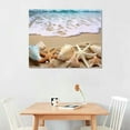 thumbnail image 2 of JEUXUS Beach Waves Wall Art One Panel Sands Conch Starfish Giclee Pictures Photo Canvas Prints on Framed Wall Art Blue Ocean Decor Pictures Artwork for Home Decor wall art, 20x16 Inch, 2 of 4