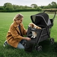 thumbnail image 4 of Gymax Poussette pour Chien pour Petits et Moyens Chiens avec Double Rampe d'Entrée, Roues Tout-Terrain, 4 of 10