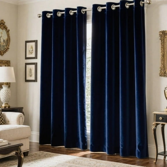 SMILETIME Velvet Curtains with Grommet, Thermal Insulated Super Soft Privacy Noise Reducing Light-Filtering Velvet Curtains for Living Room, 2 Panels