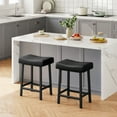 thumbnail image 4 of 24 Inch Backless Saddle Barstools Set of 2, Counter Height Upholstered Padded Barstools with Curved Surface, Metal Leg and Footrest, for Kitchen Counter, Home Bar, 4 of 7