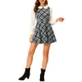 thumbnail image 2 of INSPIRE CHIC Women's Plaid Peter Pan Collar Long Sleeve Mini A-Line Dress S Black, 2 of 7