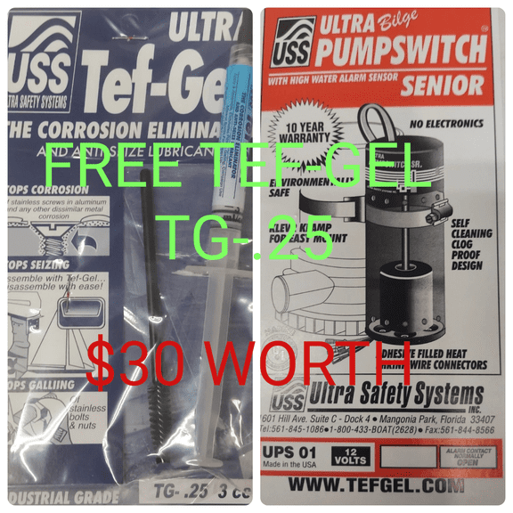 ULTRA Bilge Pumpswitch PS-01 SENIOR 12v AND FREE TEF-GEL Corosion Eliminator TG-.25