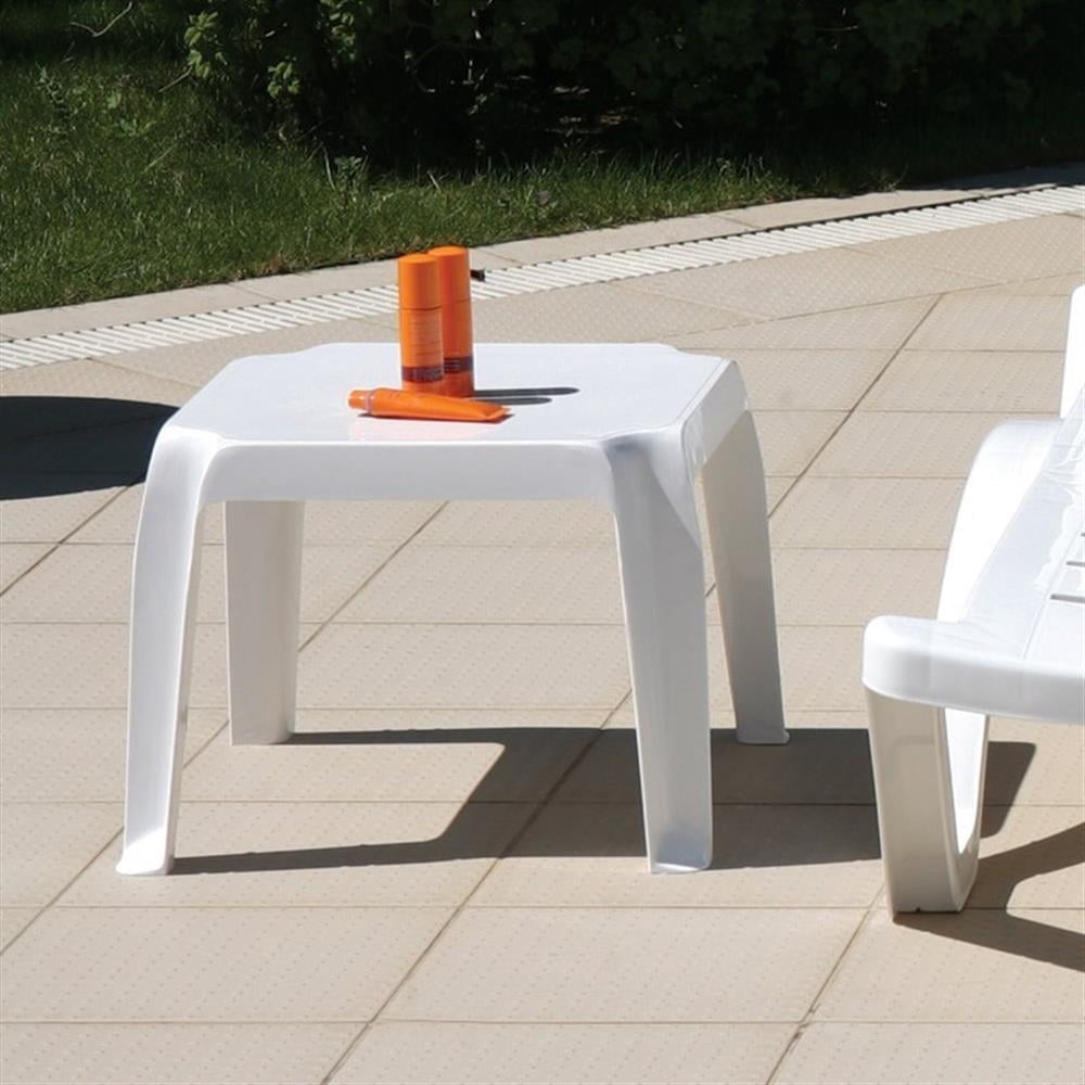 Home Square Square Resin Patio Side Table in White - Set of 2