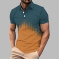 thumbnail image 5 of Mens Golf Shirts Short Sleeve Gradient Color Polos Business Casual Blouses Summer S-4X Soft Collared Tops (2XL, Gold #B), 5 of 6