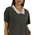 thumbnail image 6 of Moomaya Womens Peter Pan Lace Collar Top Plain Jersey Short Casual Tshirt, 6 of 8