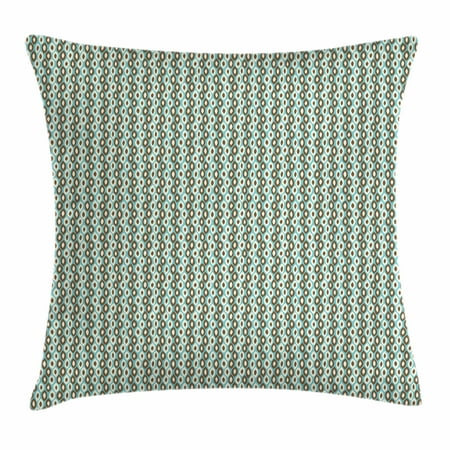Brown And Turquoise Pillows Retro Throw Pillow Cushion Cover, Abstract Style Simplistic Oval Shapes Repeating on Turquoise Background, Decorative Square Accent Pillow Case, 20 X 20 Inches, Turquoise Brown Ivory, by Ambesonne ()