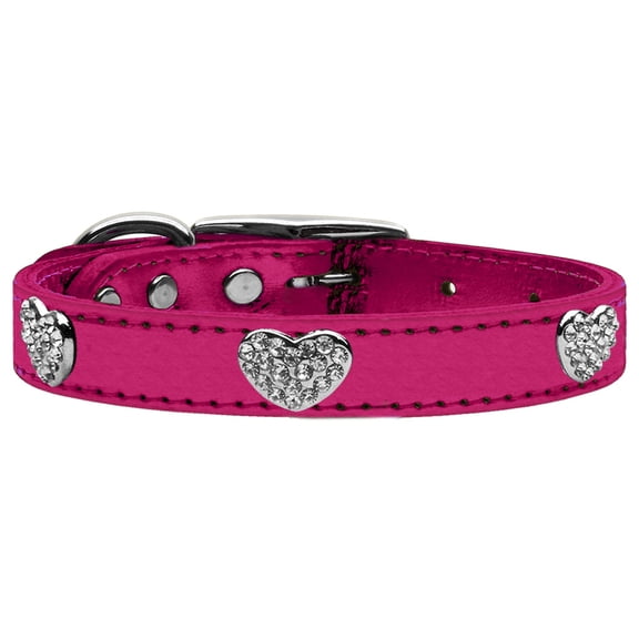 Mirage Pet Products Crystal & Leather Heart Cat & Dog Collar, Pink, S