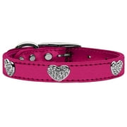 Mirage Pet Products Crystal & Leather Heart Cat & Dog Collar, Pink, S