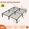 thumbnail image 3 of Trilenars 14 Inch Bed Frame Twin Size,Metal Platform,No Screws Needed,No Box Spring Needed,Heavy Duty,800 Lbs Capacity,Tool-Free Assembly with Reinforced Iron Slats & Legs,Easy Assembly,KING, 3 of 8