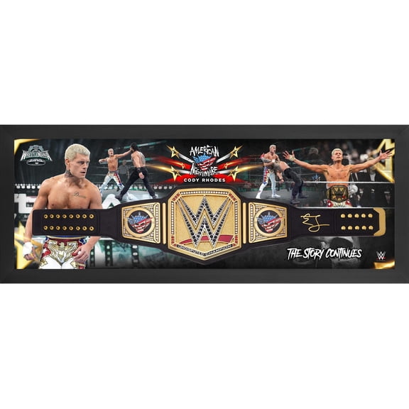 Collectible Cody Rhodes WWE Framed Autographed Universal Championship Replica Title Belt Shadowbox - Fanatics Authentic Certified