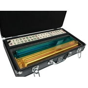 White Swan American Mahjong Set in Luggage-Style Black Case - Ivory Tiles - Modern Pushers