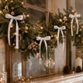 thumbnail image 6 of STPToys 12 Pack Christmas Ribbon Bow Ornaments White Pre Tied Bows With Long Tails For Xmas Tree Garland Wreath Staircase Holiday Home Decor, 6 of 6