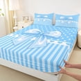 thumbnail image 4 of Manfei Light Blue Bow Full Size Sheets for Boys Girls, Princess Polka Dot Bed Sheets, 4pcs, 4 of 5