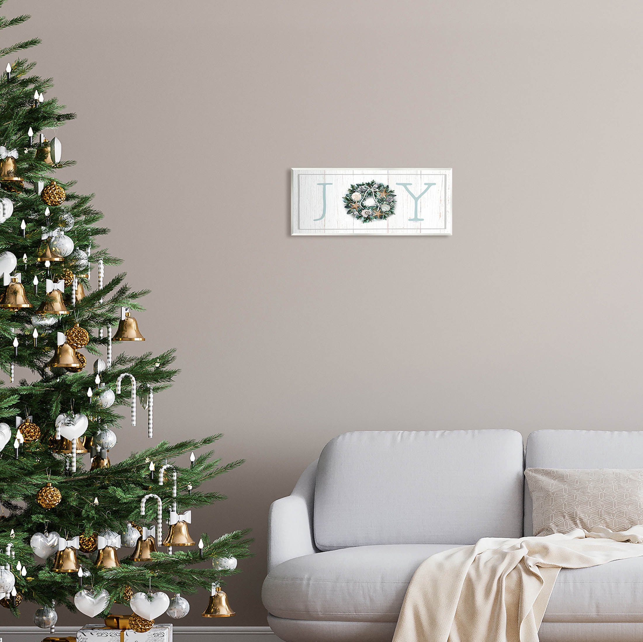 Stupell Industries Joy Holiday Seashell Wreath Graphic Art Unframed Art Print Wall Art, Design by Elizabeth Tyndall