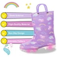 thumbnail image 3 of FUNCOO PLUS Toddler Kids Rain Boots Girls Light Up Waterproof Boots with Handles, Purple, Size 13, 3 of 7