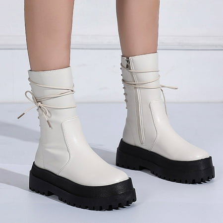 

Womens Boots Short Zipper Heels Women s Retro Fashion High Shoes Boots Breathable Women s Boots White 7 Boots for Women