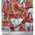 thumbnail image 1 of Soimoi Poly Georgette Fabric Leaves,Floral Wreath & Elephant Jungle Print Fabric by the Yard 52 Inch Wide, 1 of 1
