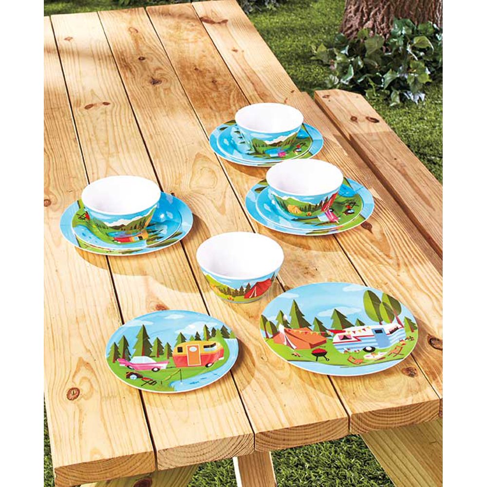 12Pc.Happy Camper Dinnerware Set