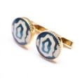 thumbnail image 3 of Sterling Silver Round With Blue White Enamel Gold Cufflink, 3 of 4