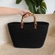 thumbnail image 2 of Bolso de mano tejido para mujer, bolso de playa de verano, ligero y versátil, tipo cesta Negro, 2 of 9