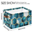 thumbnail image 4 of Yayeee Canvas Storage Basket with Handles for Shelves Fabric Bins Closet Organizer, Light Blue Geometric Pattern, 4 of 8