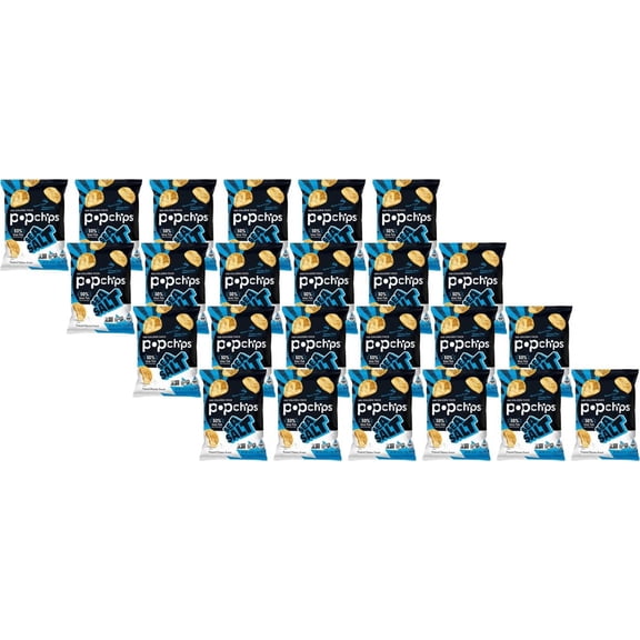 Popchips Potato Chips, Sea Salt Flavor, Snack Size Bags, 0.8oz (Pack of 24)