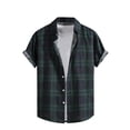 thumbnail image 2 of Vekome Button up Shirts for Men Big and Tall Short Sleeve Tops Oversized Collared Casual Blouses Plaid Summer Tee Shirts, 2 of 7