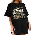 thumbnail image 4 of Sakmal T Shirts For Women Graphic Floral Short Sleeve Oversized Crew Neck Tops Casual Black T-Shirts Womens Workout Tops, 4 of 5
