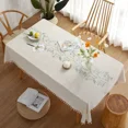 thumbnail image 4 of Nordic Style Tassels Cotton Linen Tablecloth,Modern Simplicity Dust-Proof Table Cover,For Dinning Tea Table Tabletop Decoration (Diamond Blue,100X140cm), 4 of 7