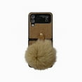 thumbnail image 3 of SaniMore for Samsung Galaxy Z Flip 4 Folding Plush Case, Rugged PC Case for Samsung Z Flip 4 Cover with Plush Ball Ring Holder Full Body Protective Case Ladies Women Girls, Brown, 3 of 8