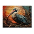 thumbnail image 3 of Designart "Geometric Coastal Elegance Orange Pelican III" Animals Print on Natural Pine Wood, 3 of 5