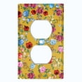 thumbnail image 2 of Metal Light Switch Plate Outlet Cover Colorful Floral Garden Wallpaper Yellow ROS038, 2 of 13