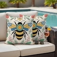 thumbnail image 2 of 2 Pack Outdoor Waterproof Throw Pillow Covers,Farm Bee Flower Leaves Decorative Square Pillow Case Patio Pillowcases for Chair Couch Sofa 16x16in, 2 of 9