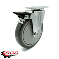 thumbnail image 2 of 6 Inch Gray Polyurethane Wheel Swivel Top Plate Caster with Brake SCC, 2 of 2