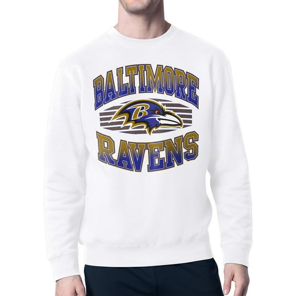 Men's Starter White Baltimore Ravens Team Grit Graphic Fleece Pullover Sweatshirt