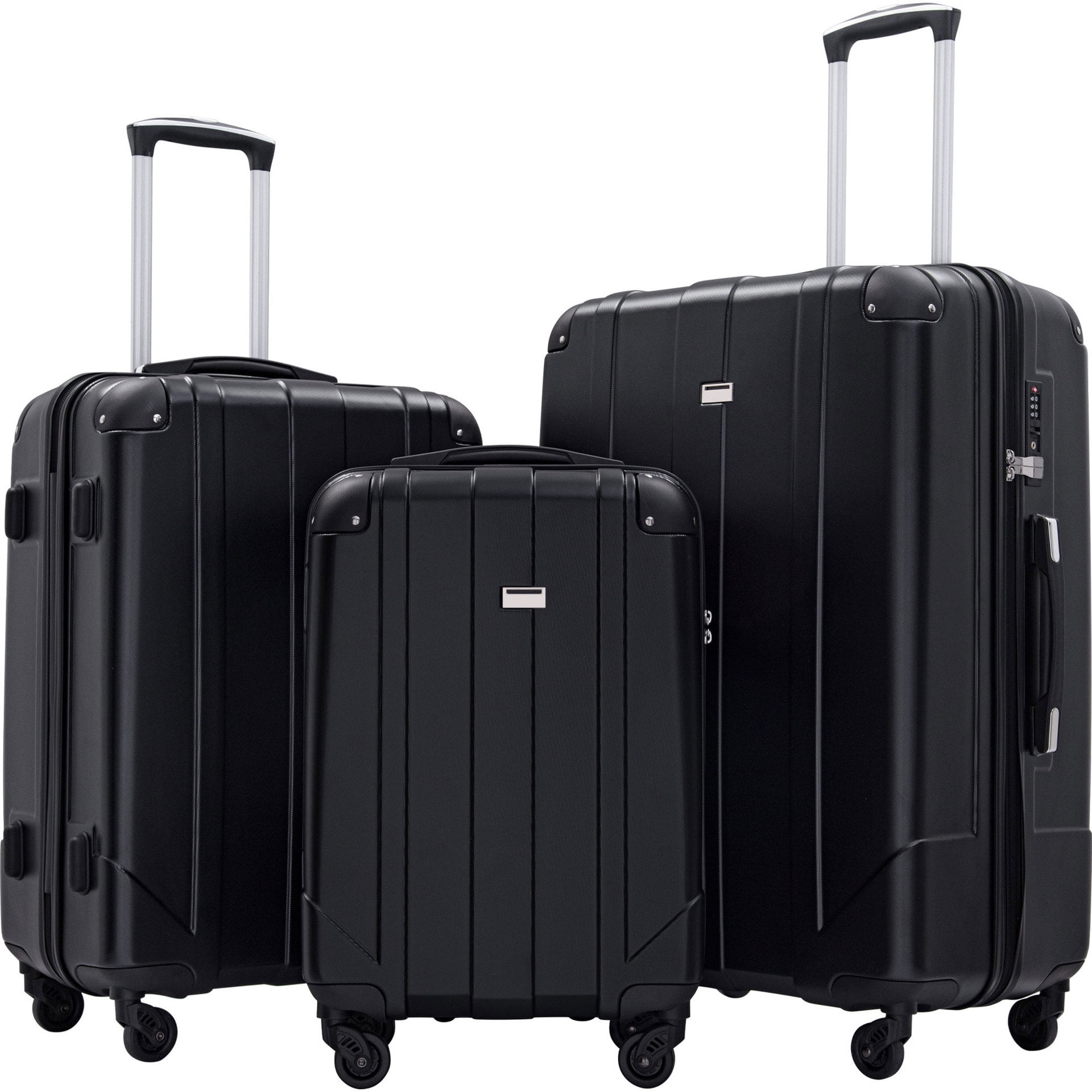 3pcs Carry On Luggage Sets With TSA Locks, American Lightweight Luggage For Men Kids Boys Girls, 20inch 24inch 28inch Black - Walmart.com