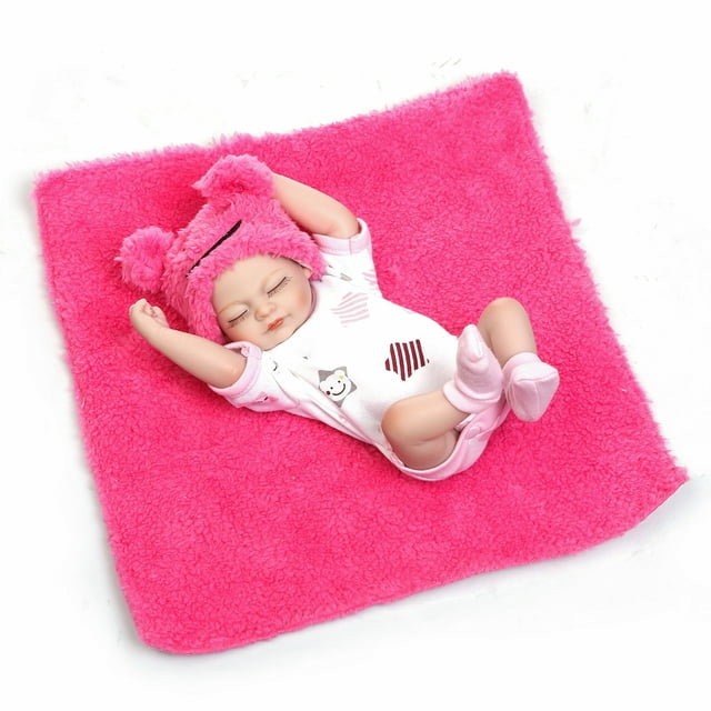 10in ojos cerrados ropa rosa manta simulación muñeca silicona vinilo
