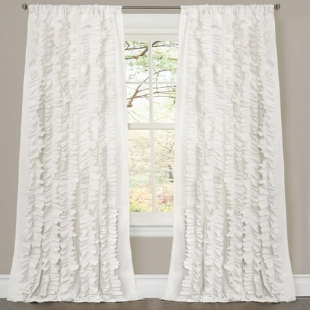 Gracewood Hollow Quist White Ruffled Curtain Panel Walmart Com