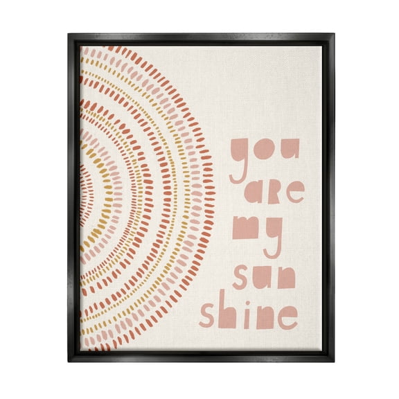 Stupell Industries You're My Sunshine Motivational Phrase Boho Stripe Circle Jet Black Framed Floating Canvas Wall Art, 16x20, by Nancy McKenzie