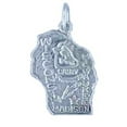 thumbnail image 1 of Sterling Silver 20" 1mm Box Chain WISCONSIN State Pendant Necklace, 1 of 2